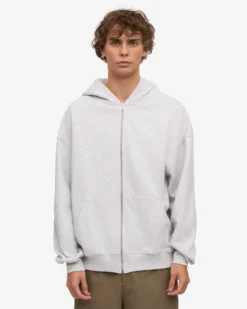 Organic Oversized Zip Hood - Snow Melange