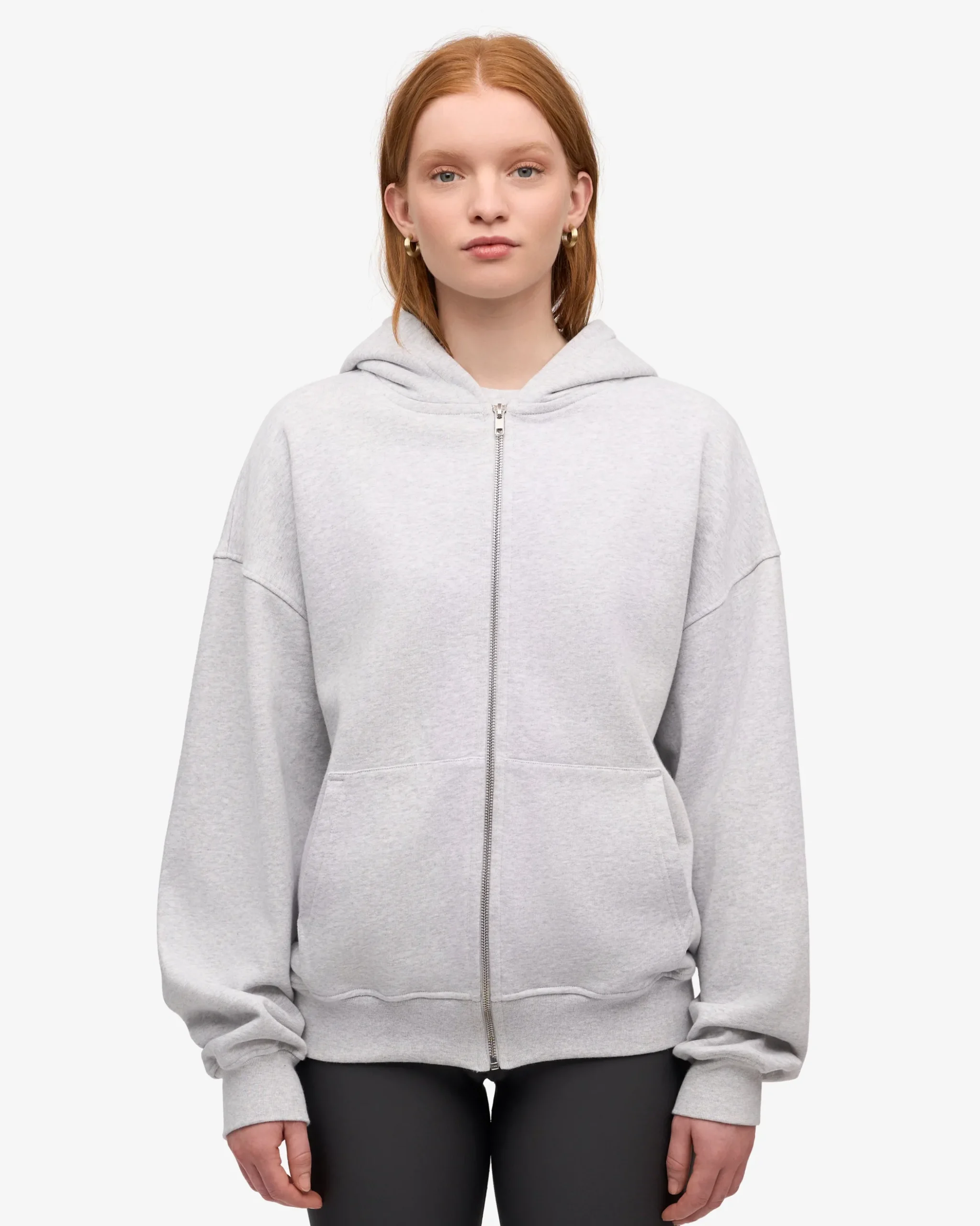Organic Oversized Zip Hood - Snow Melange