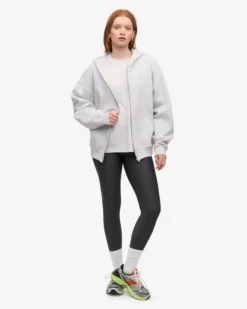 Organic Oversized Zip Hood - Snow Melange