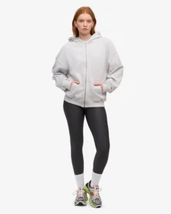 Organic Oversized Zip Hood - Snow Melange
