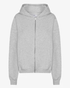 Organic Oversized Zip Hood - Snow Melange