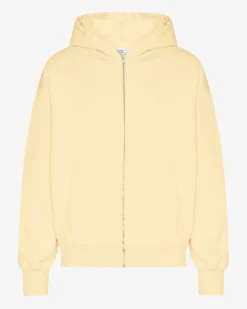 Organic Oversized Zip Hood - Soft Yellow