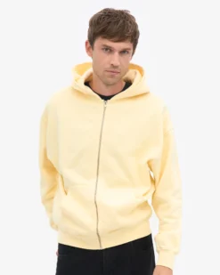 Organic Oversized Zip Hood - Soft Yellow
