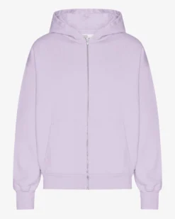 Organic Oversized Zip Hood - Soft Lavender