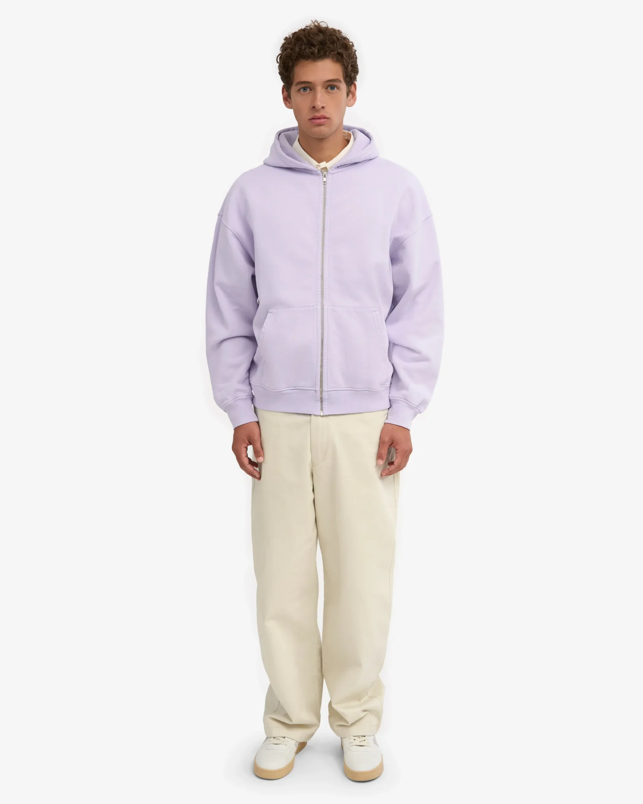Organic Oversized Zip Hood - Soft Lavender