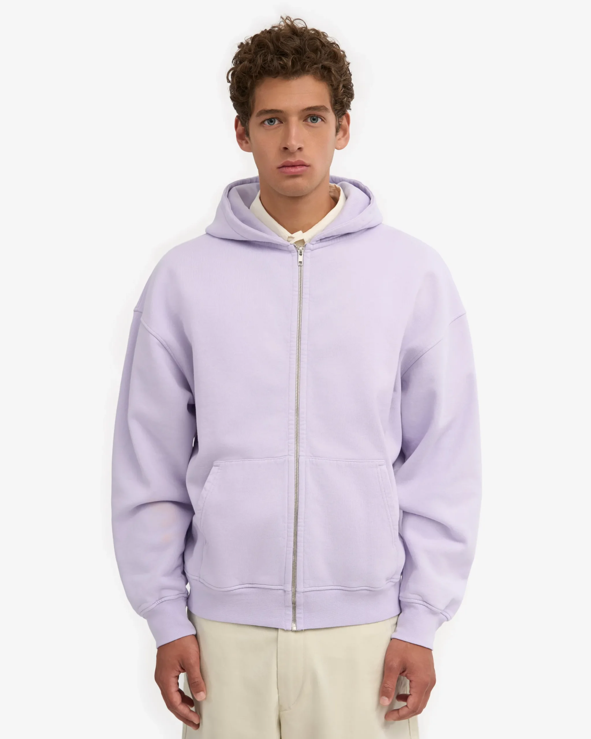 Organic Oversized Zip Hood - Soft Lavender