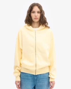 Organic Oversized Zip Hood - Soft Yellow