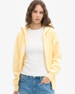Organic Oversized Zip Hood - Soft Yellow