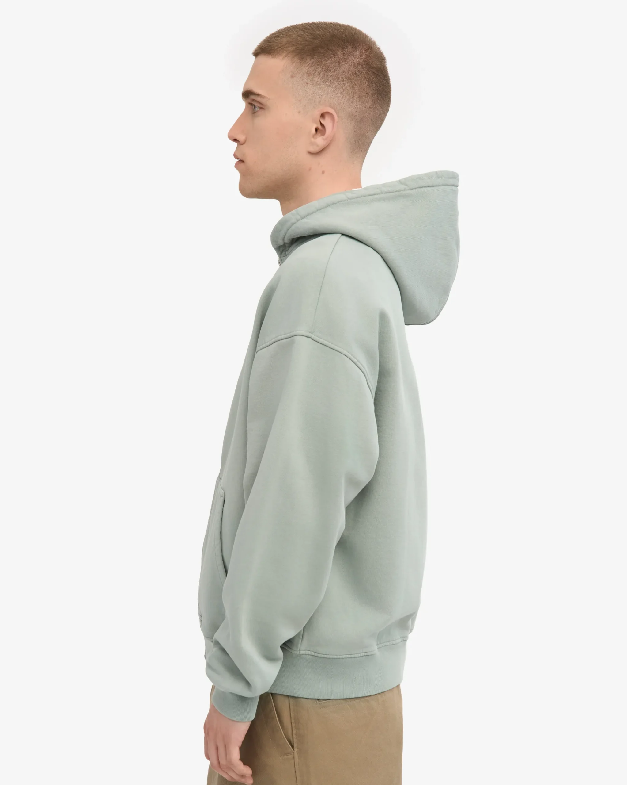 Organic Oversized Zip Hood - Steel Blue