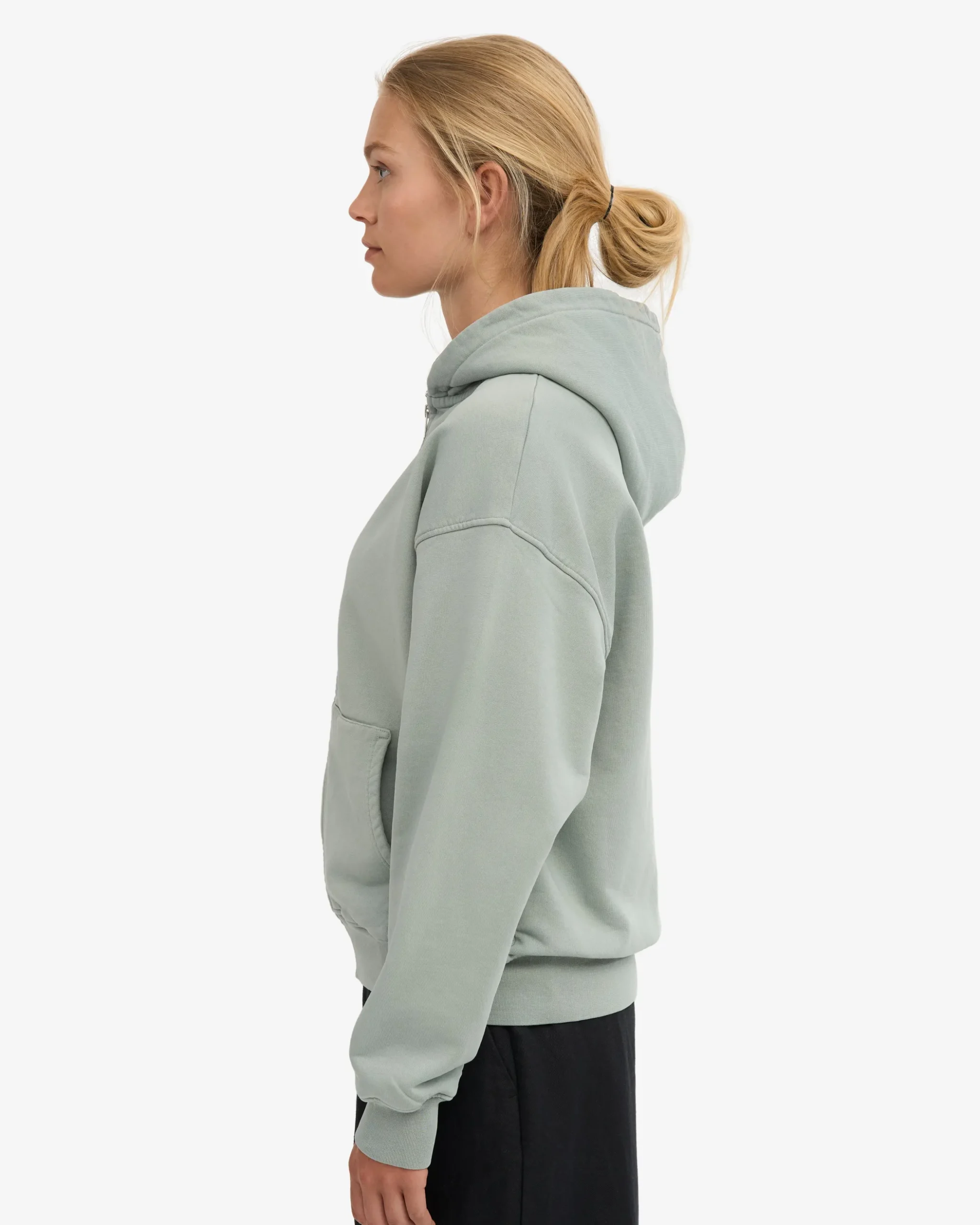 Organic Oversized Zip Hood - Steel Blue