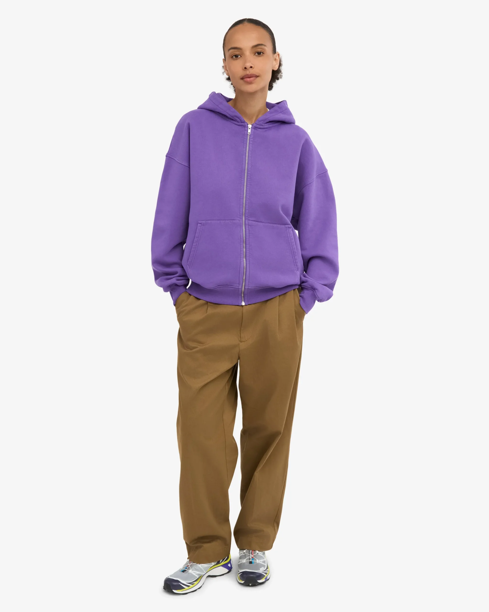 Organic Oversized Zip Hood - Ultra Violet
