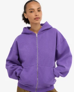 Organic Oversized Zip Hood - Ultra Violet