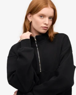Organic Quarter Zip - Deep Black