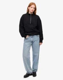 Organic Quarter Zip - Deep Black