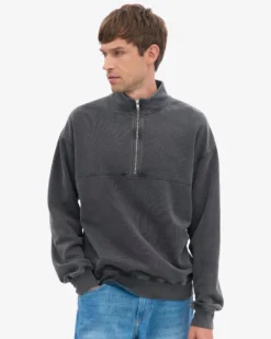 Organic Quarter Zip - Faded Black