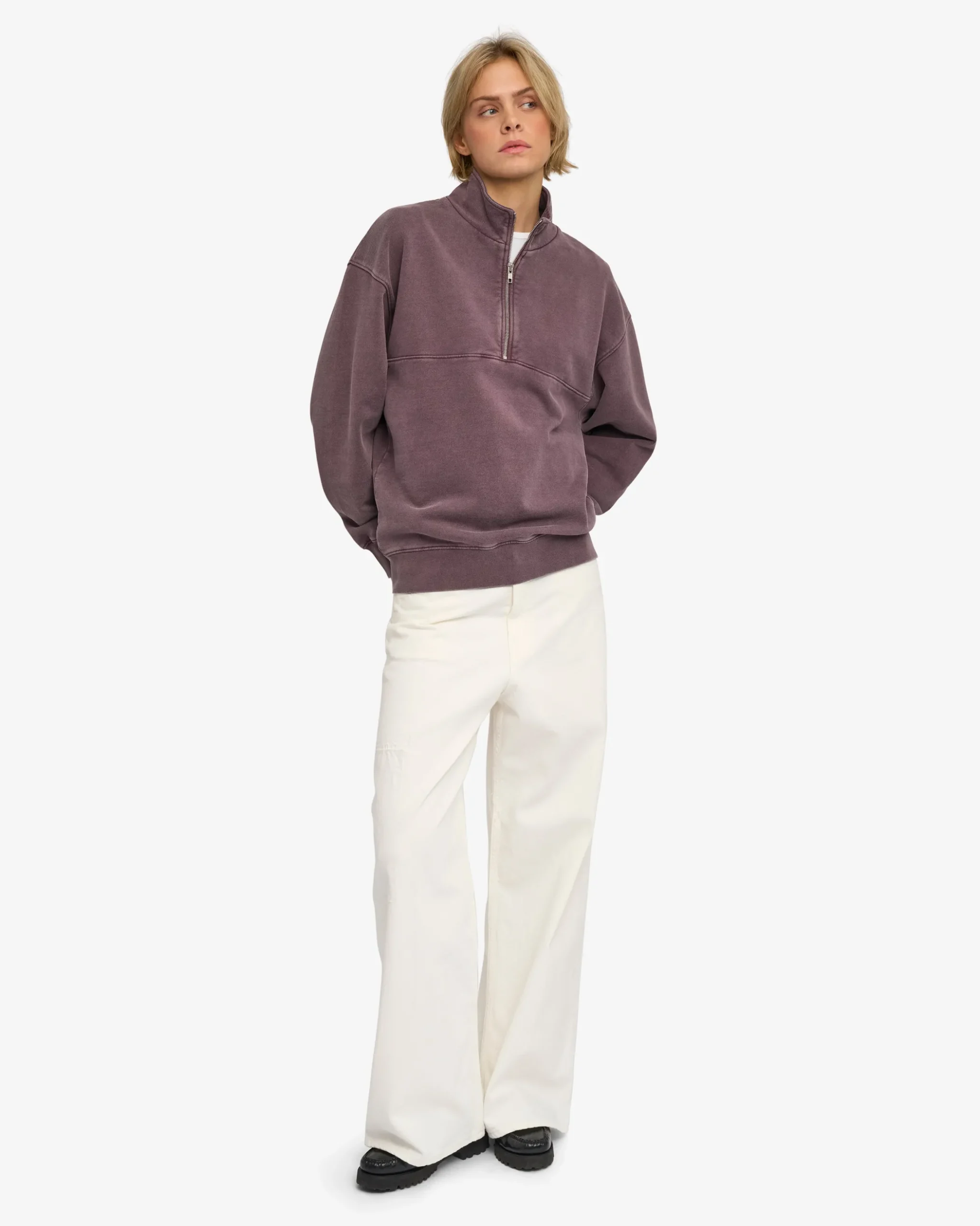 Organic Quarter Zip - Faded Grape