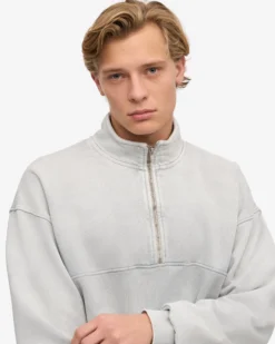 Organic Quarter Zip - Faded Grey