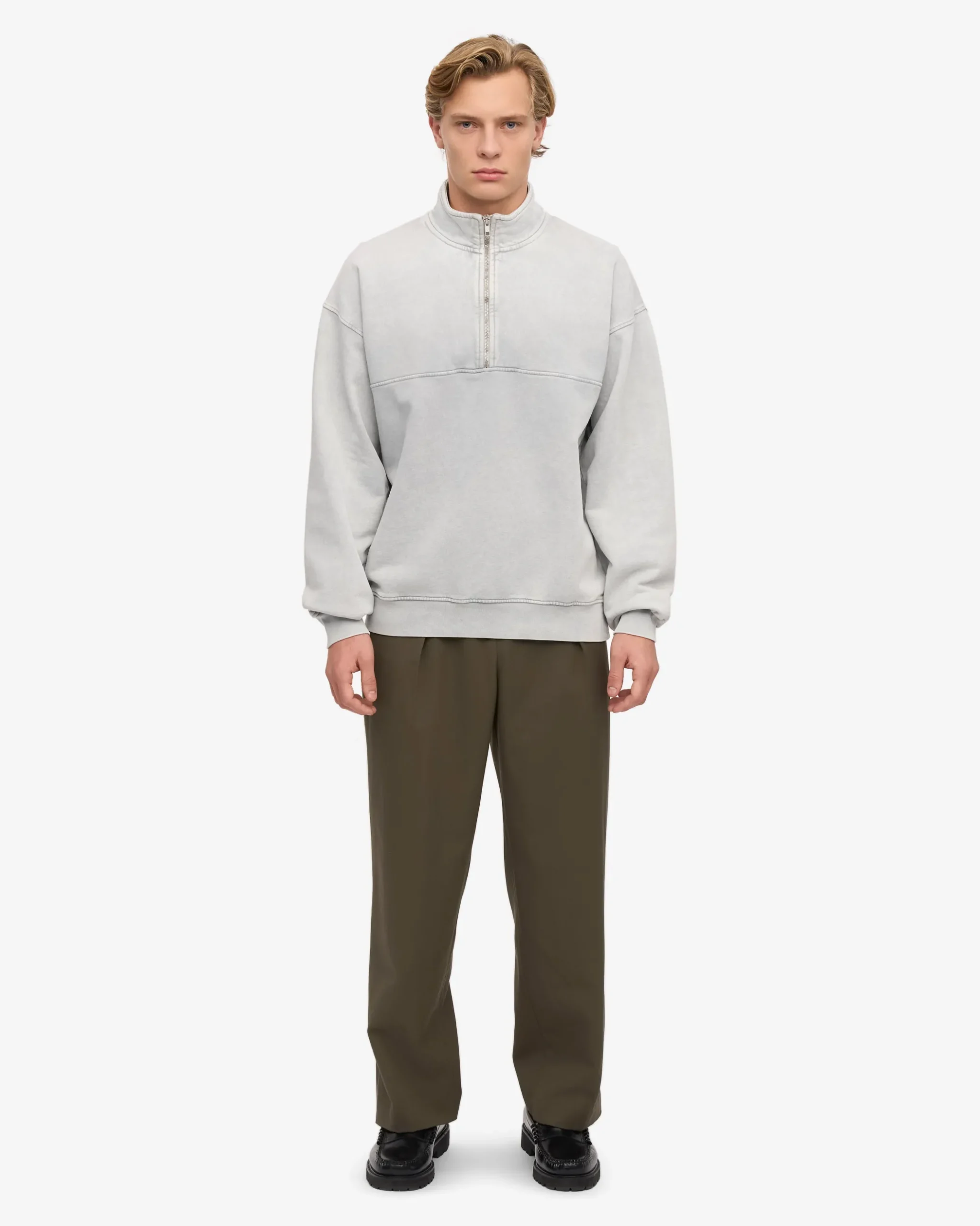 Organic Quarter Zip - Faded Grey
