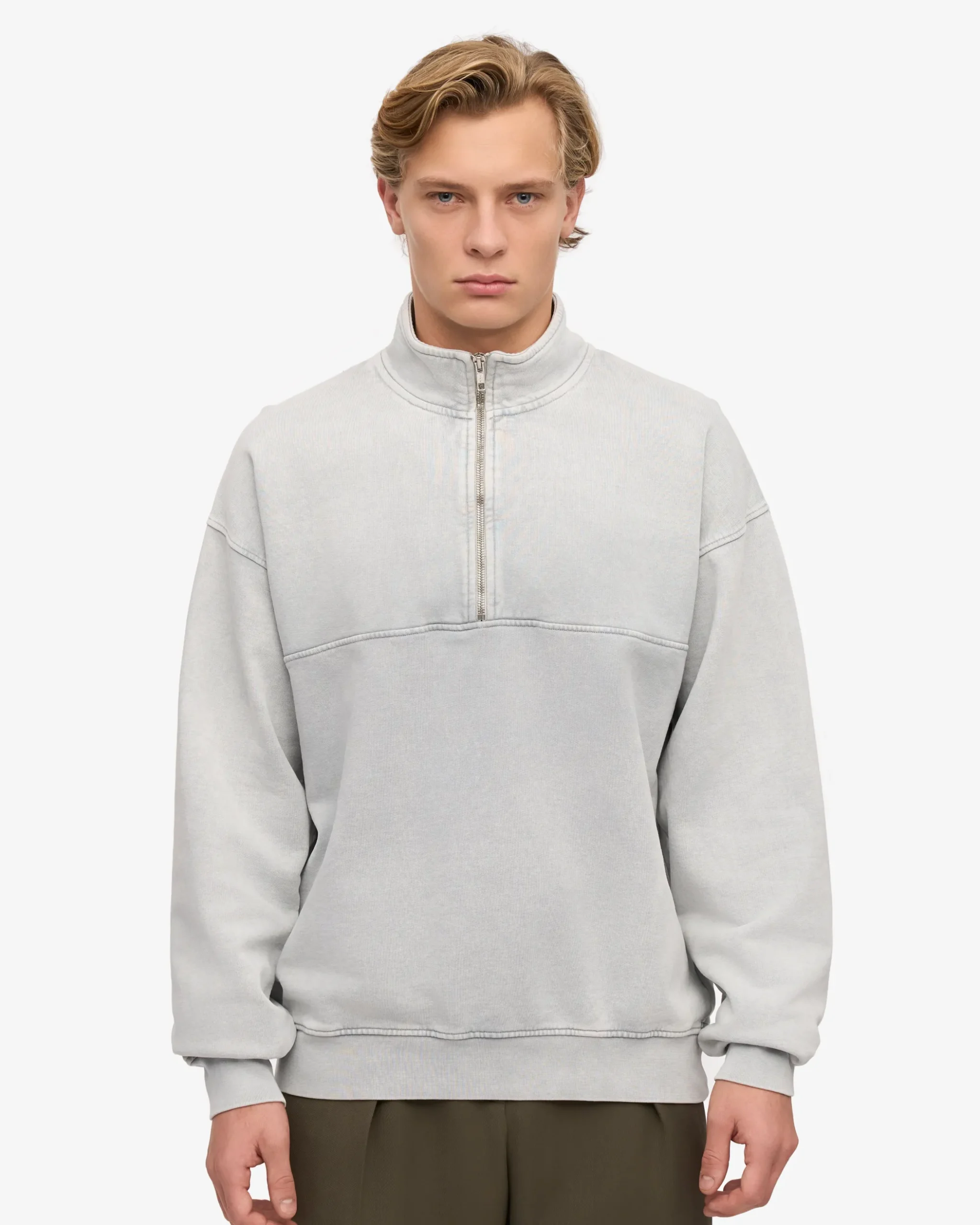 Organic Quarter Zip - Faded Grey