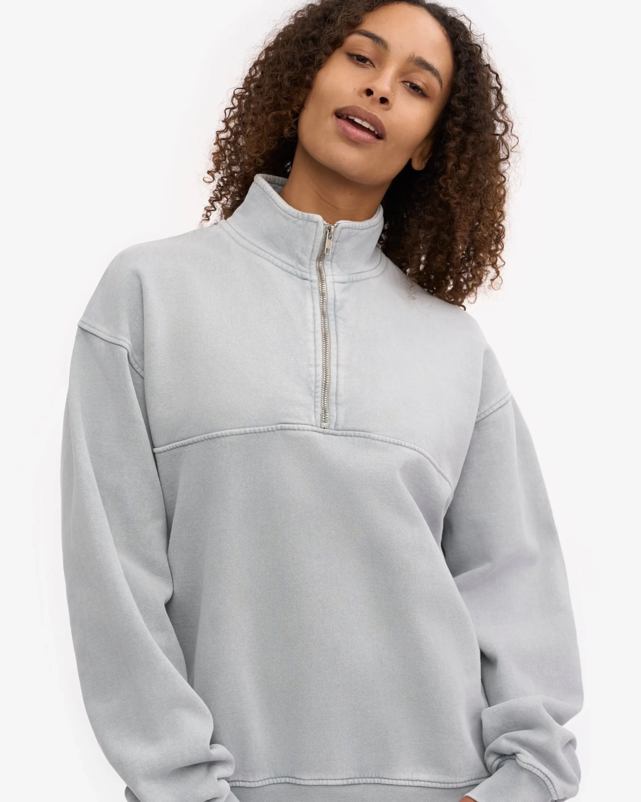 Organic Quarter Zip - Faded Grey