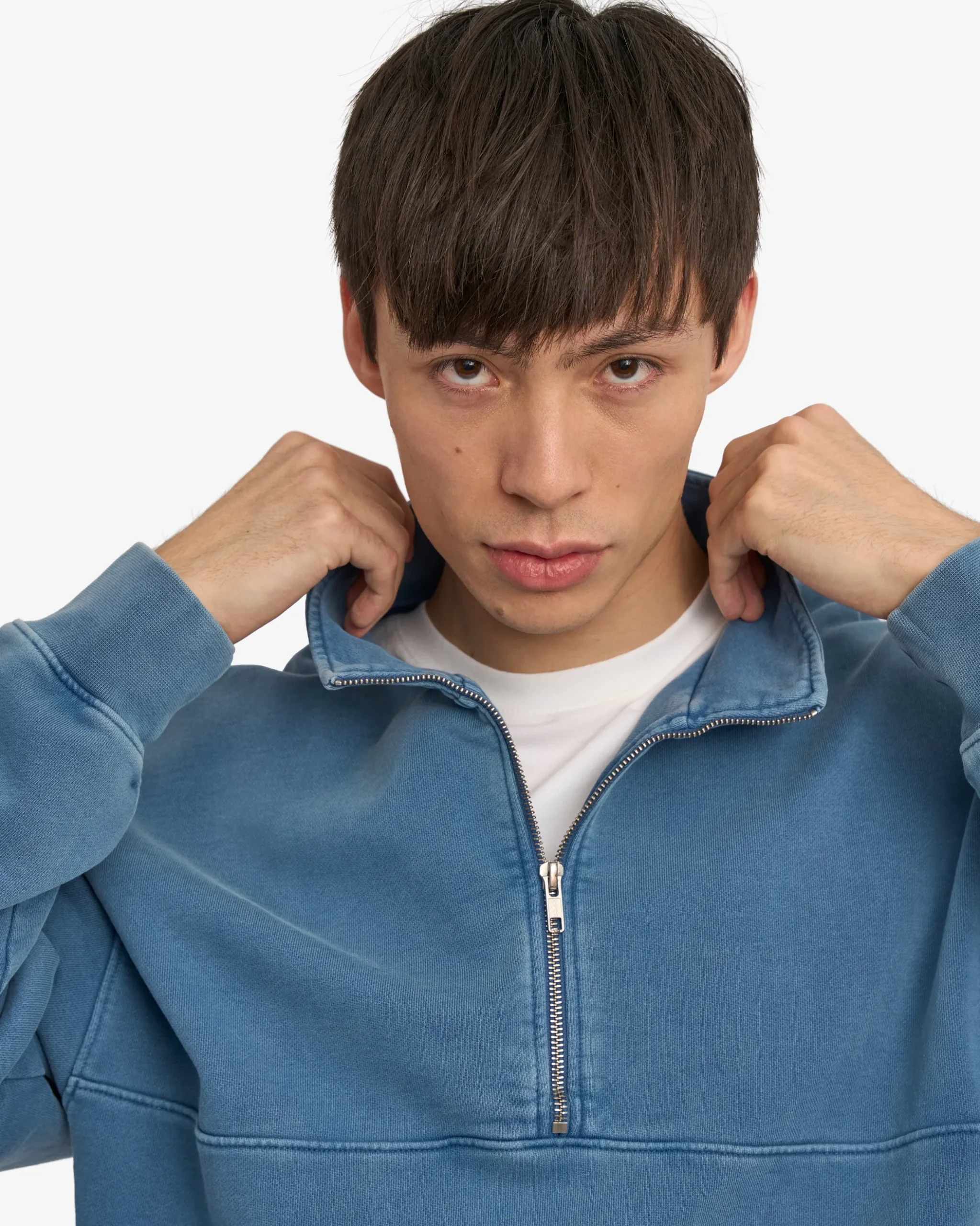 Organic Quarter Zip - Faded Indigo
