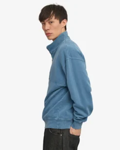 Organic Quarter Zip - Faded Indigo