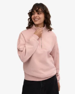 Organic Quarter Zip - Faded Pink