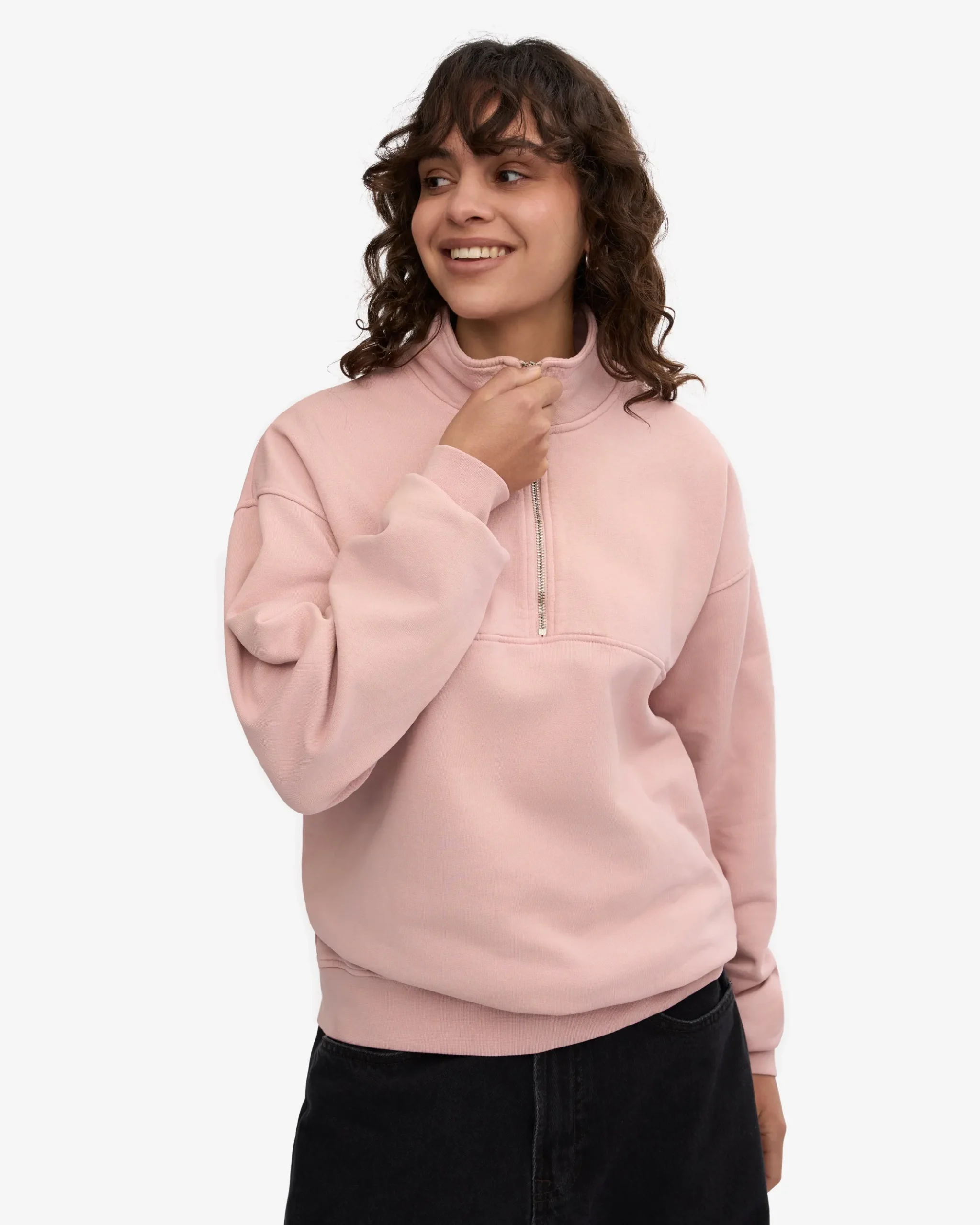 Organic Quarter Zip - Faded Pink