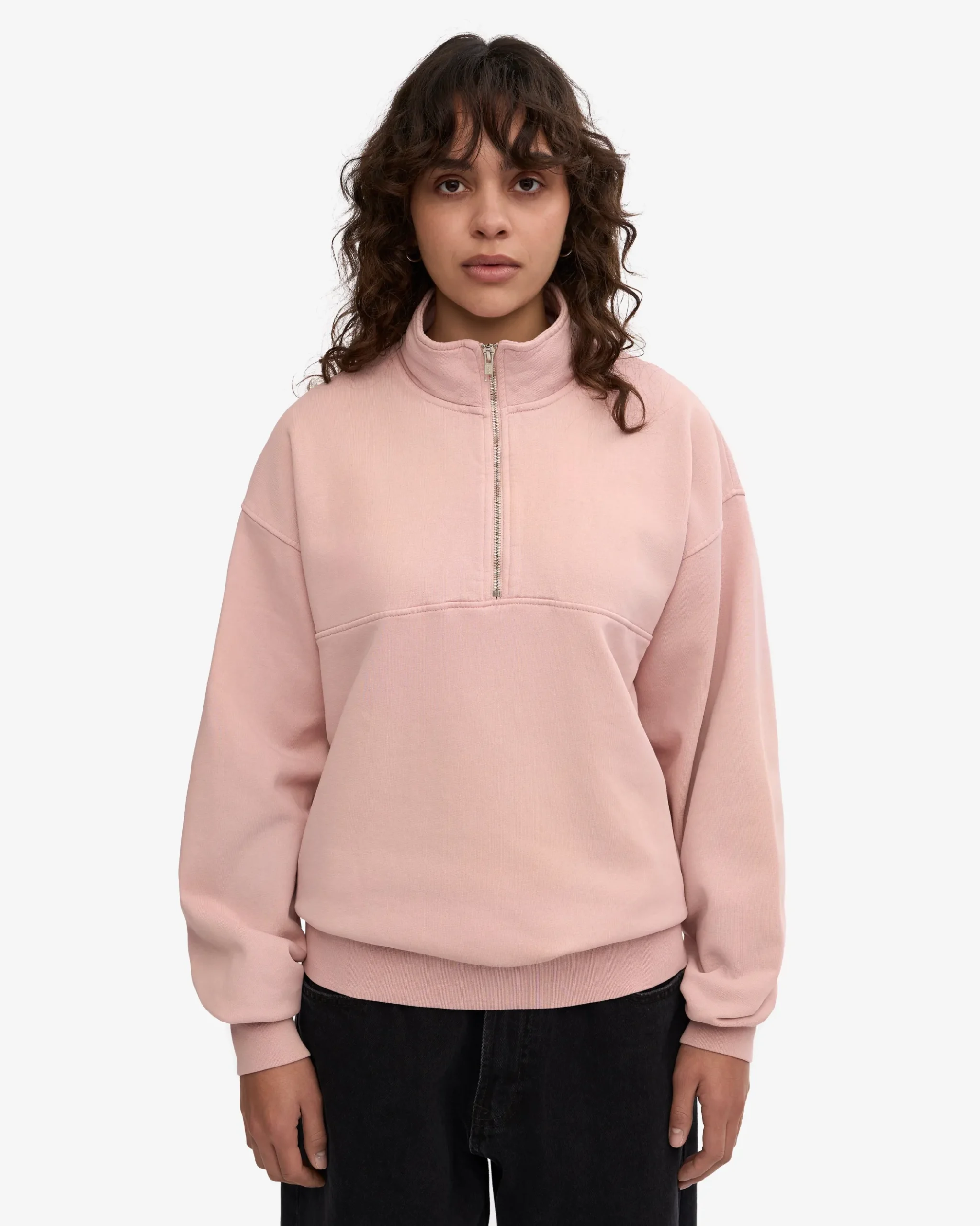Organic Quarter Zip - Faded Pink