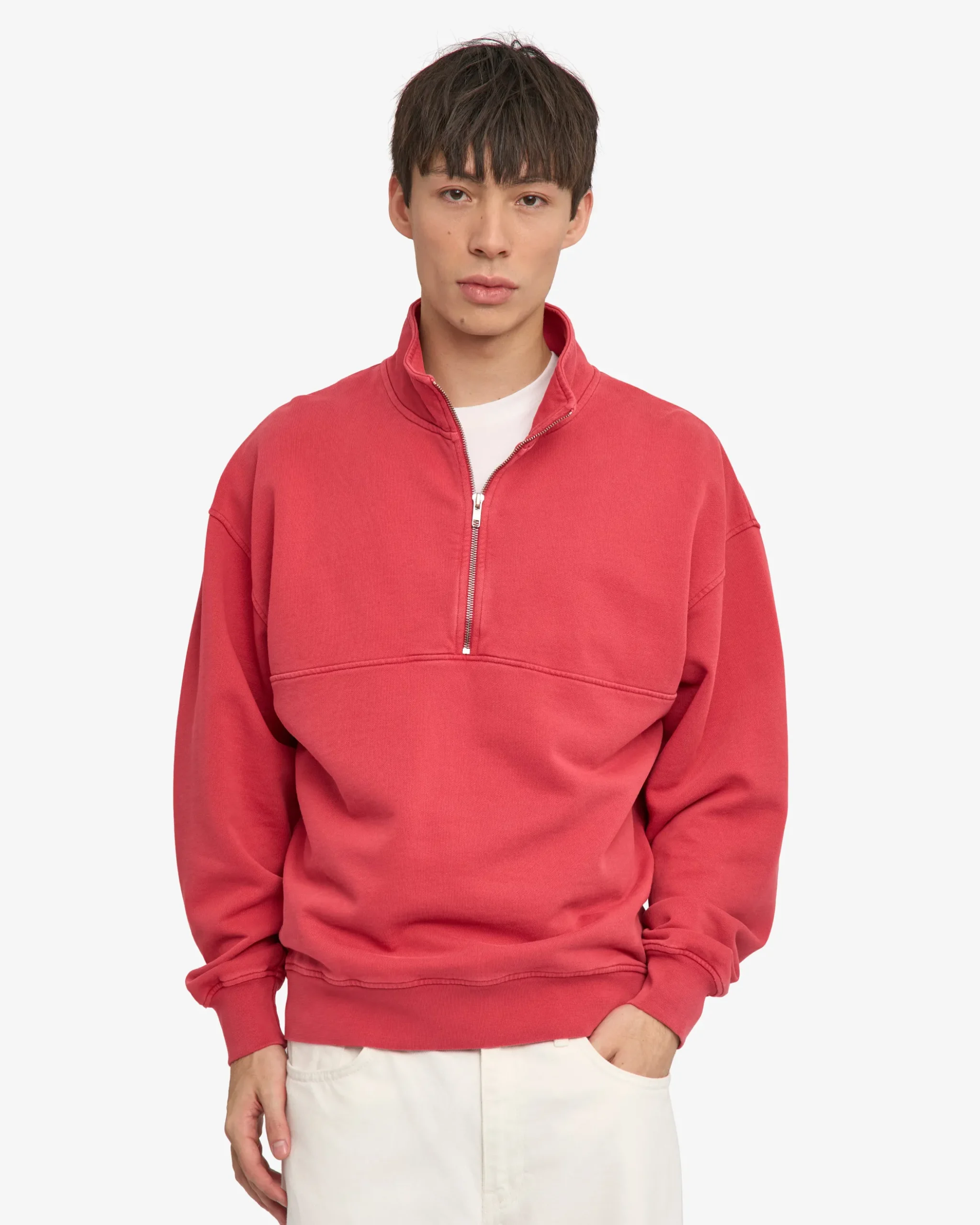 Organic Quarter Zip - Faded Red