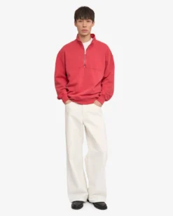 Organic Quarter Zip - Faded Red