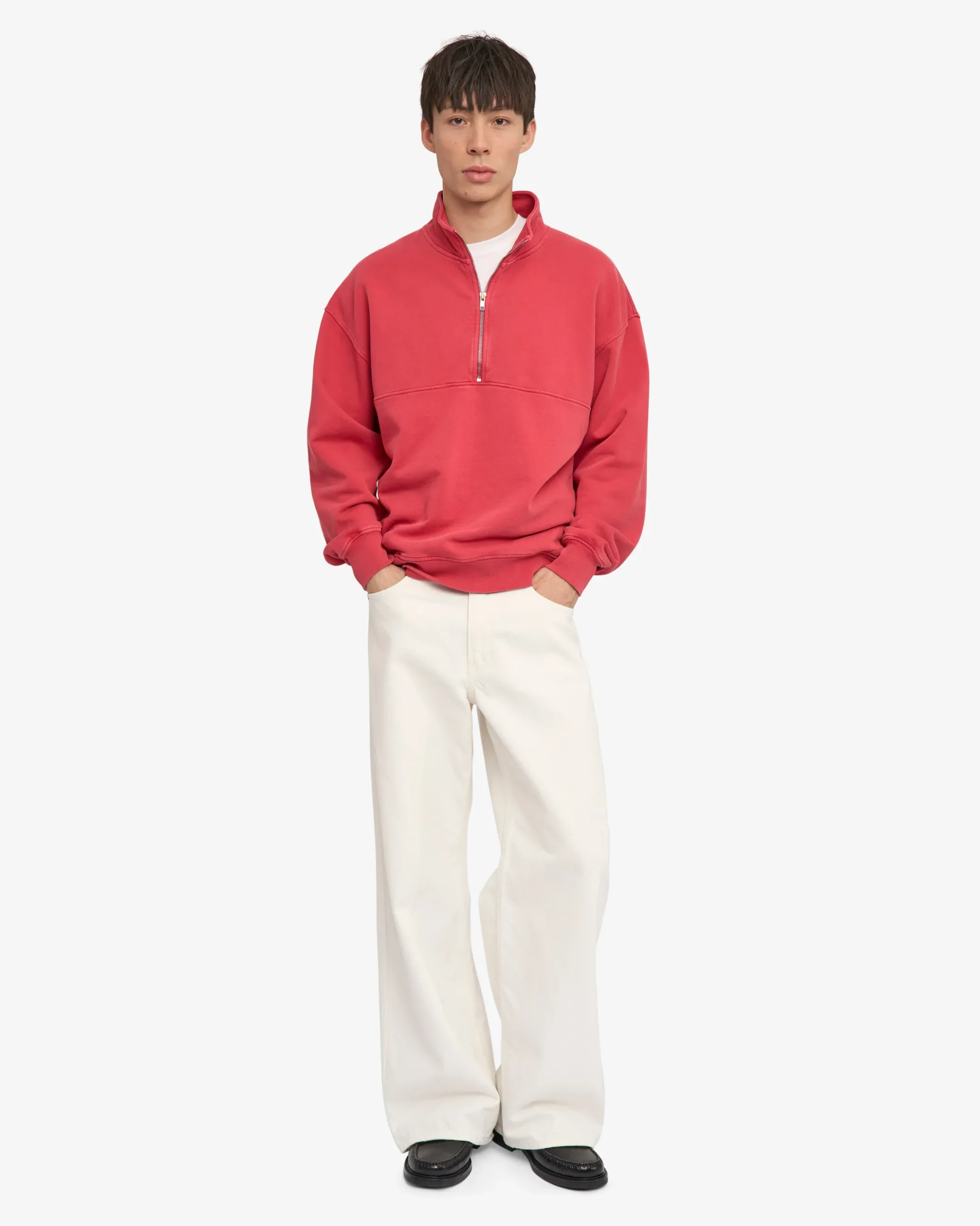 Organic Quarter Zip - Faded Red