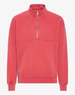 Organic Quarter Zip - Faded Red