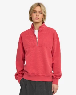 Organic Quarter Zip - Faded Red