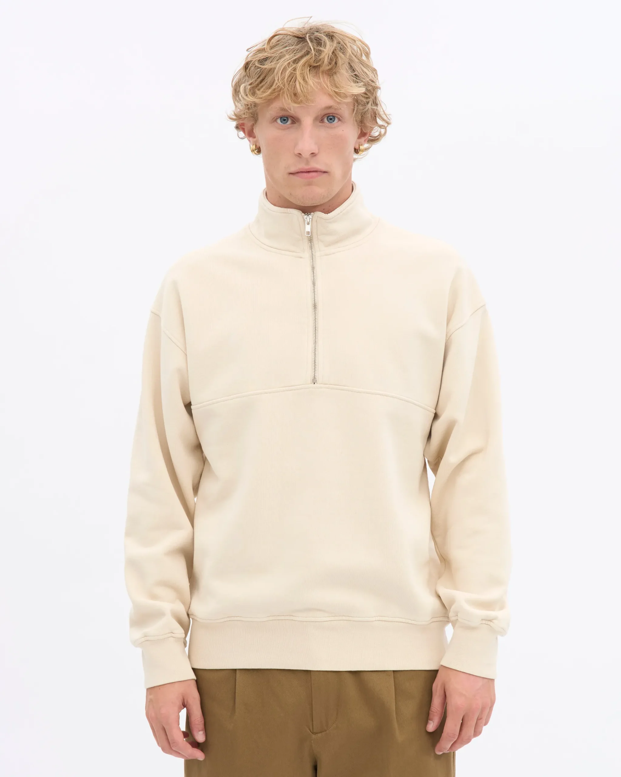 Organic Quarter Zip - Ivory White