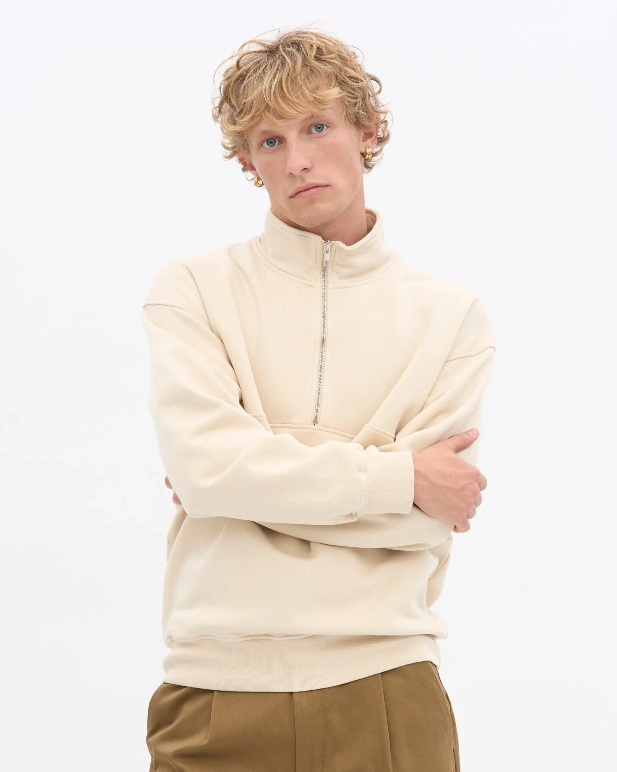 Organic Quarter Zip - Ivory White