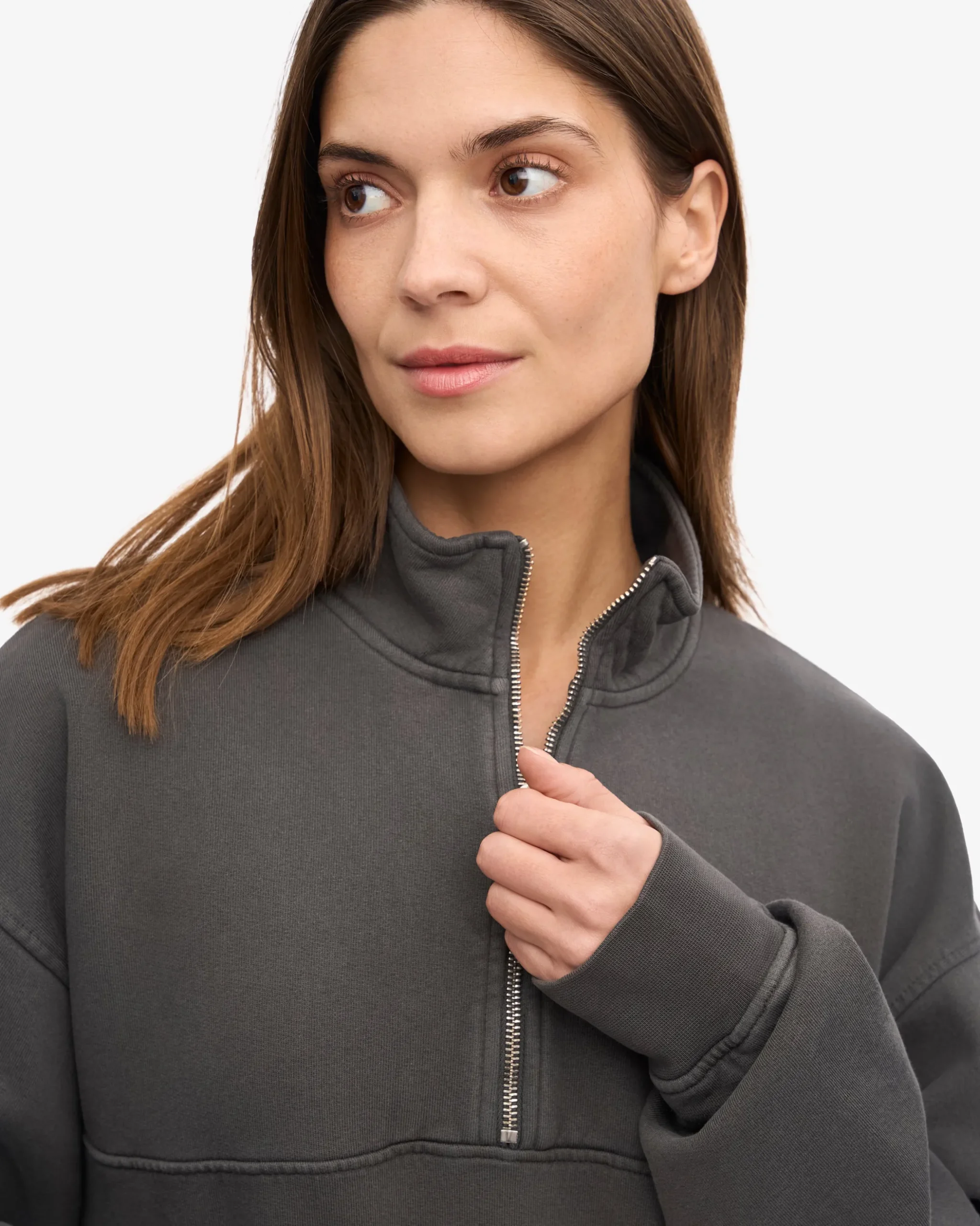Organic Quarter Zip - Lava Grey