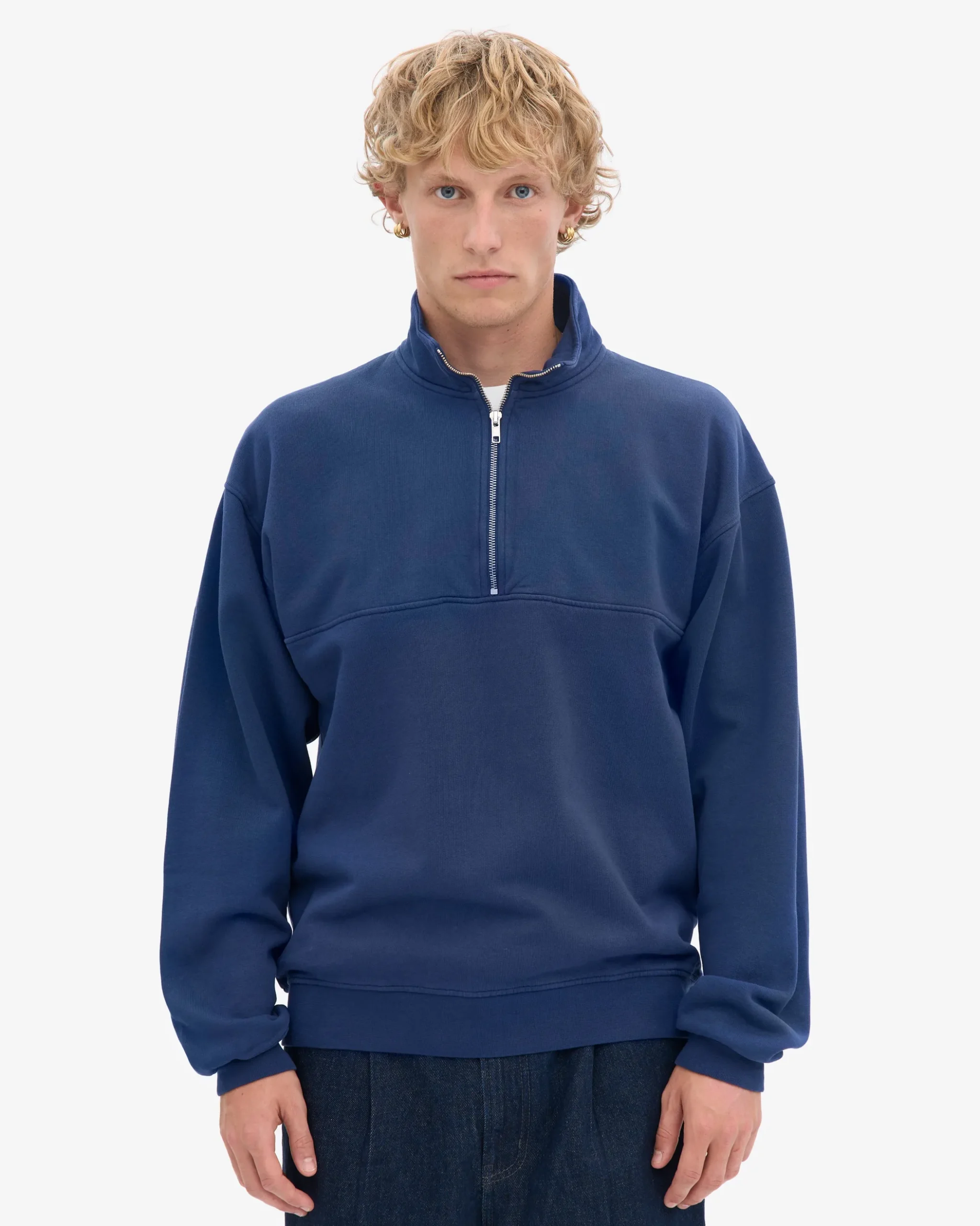 Organic Quarter Zip - Marine Blue