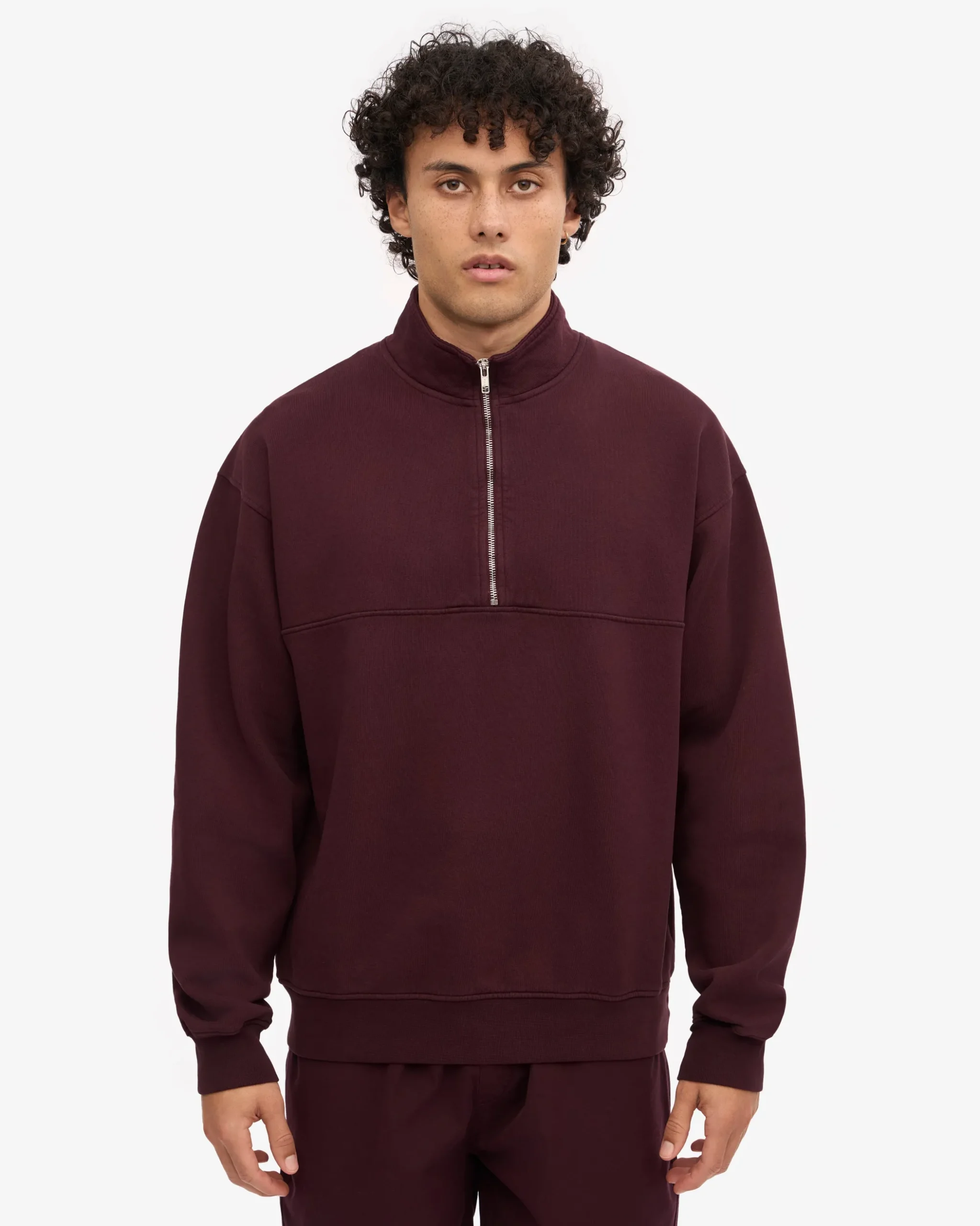 Organic Quarter Zip - Oxblood Red