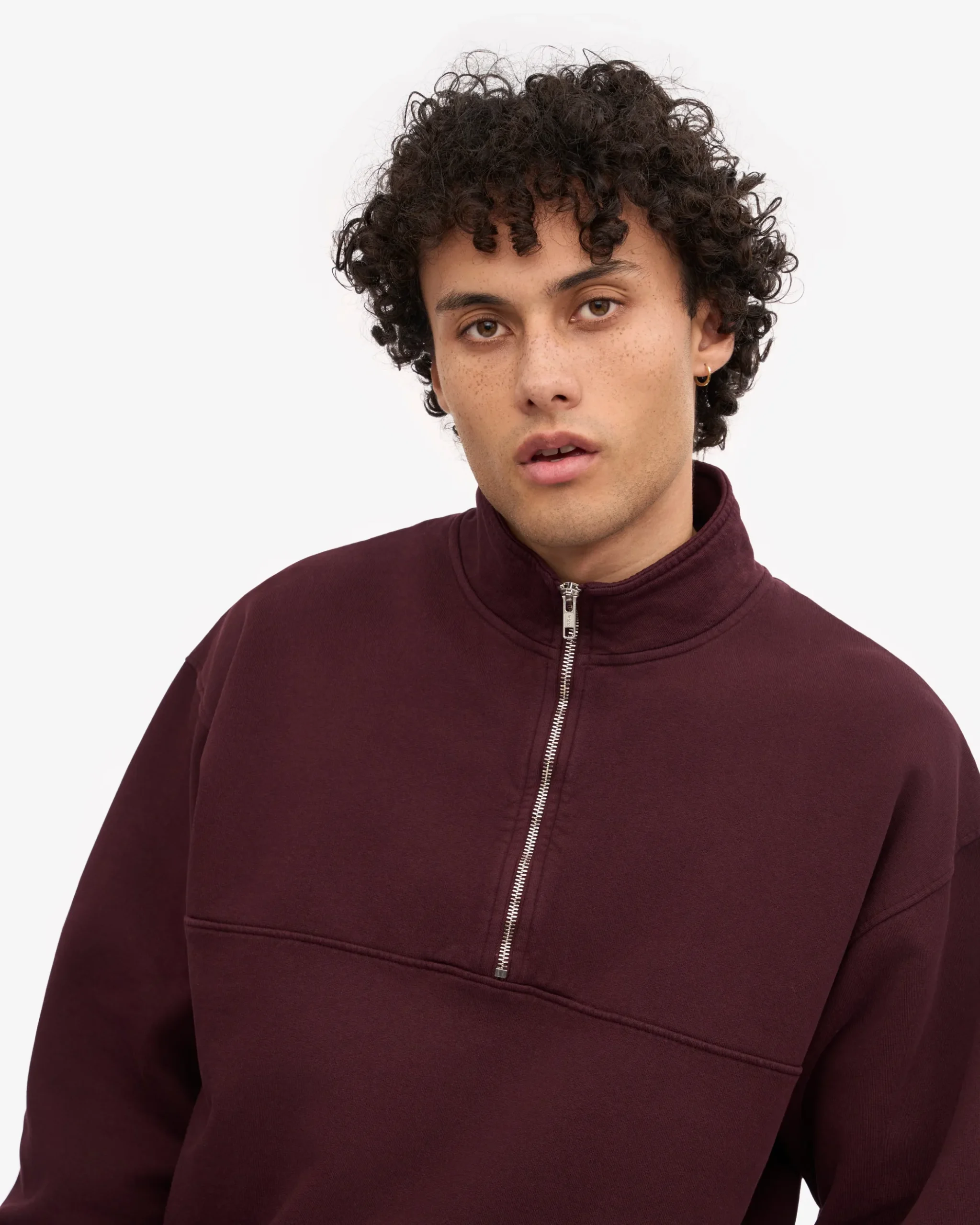 Organic Quarter Zip - Oxblood Red