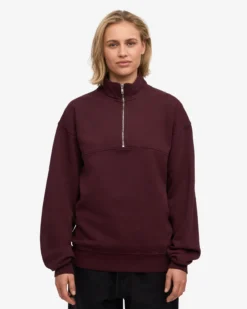 Organic Quarter Zip - Oxblood Red