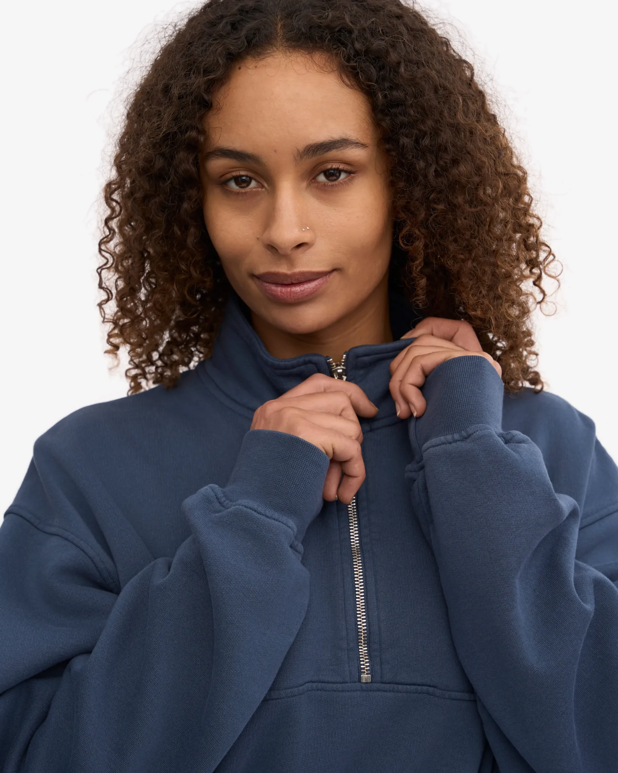 Organic Quarter Zip - Petrol Blue