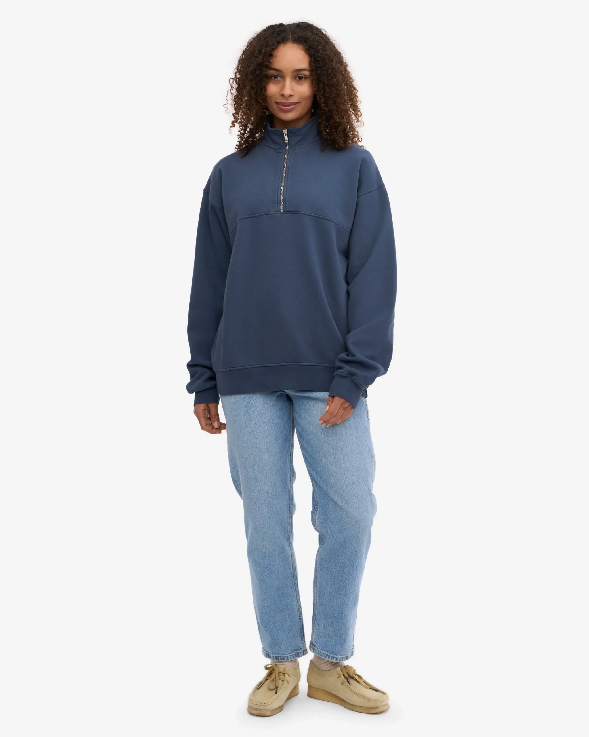 Organic Quarter Zip - Petrol Blue