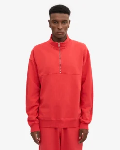 Organic Quarter Zip - Red Tangerine