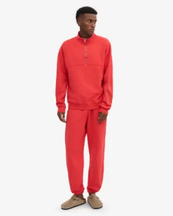 Organic Quarter Zip - Red Tangerine