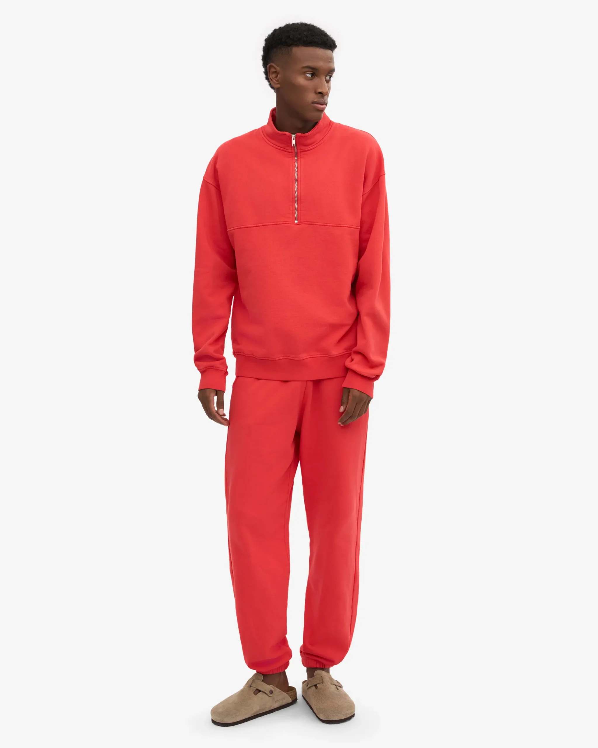 Organic Quarter Zip - Red Tangerine