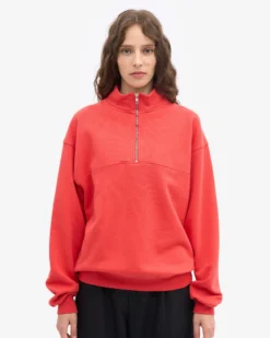 Organic Quarter Zip - Red Tangerine