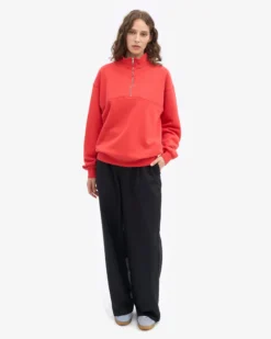 Organic Quarter Zip - Red Tangerine