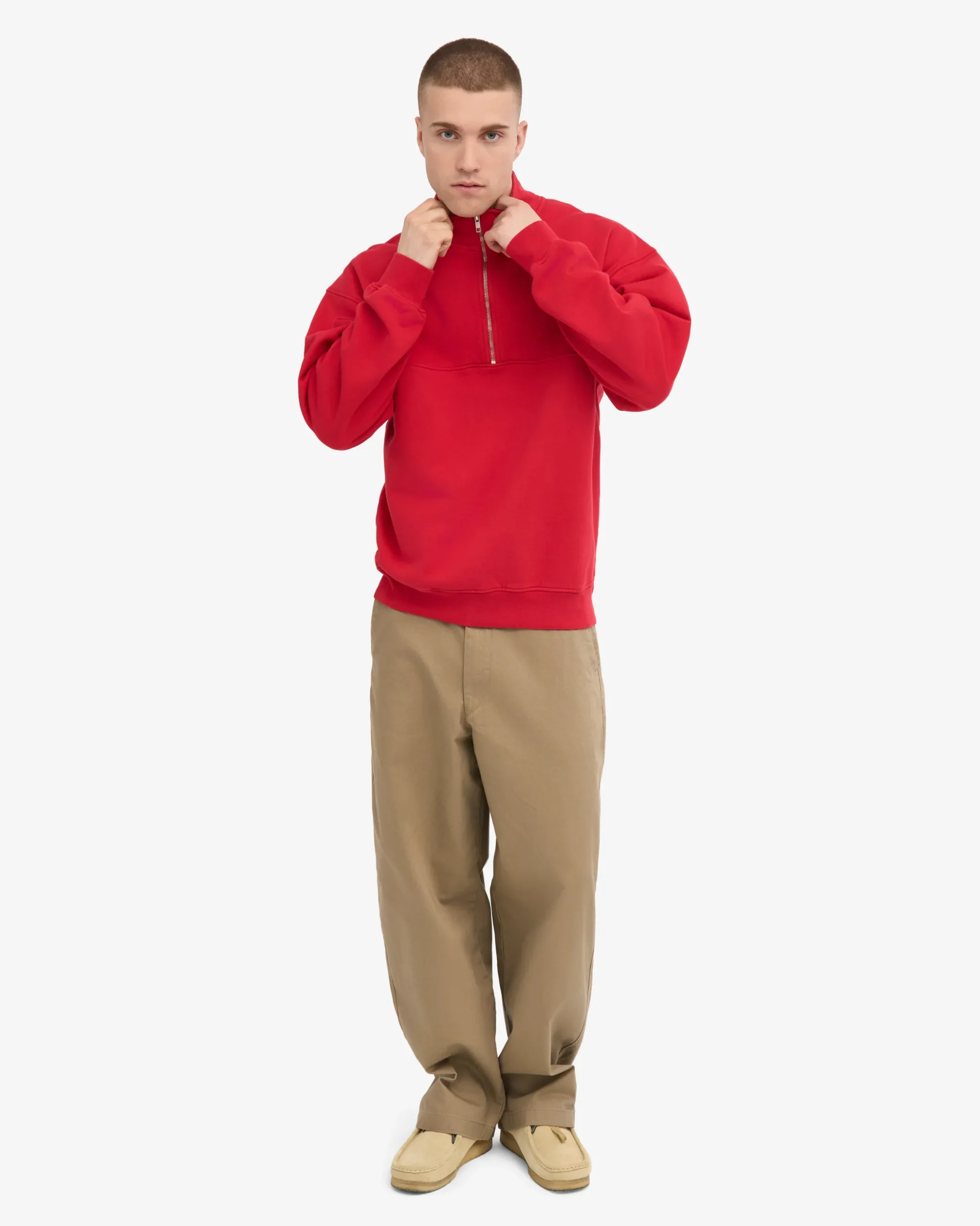 Organic Quarter Zip - Scarlet Red