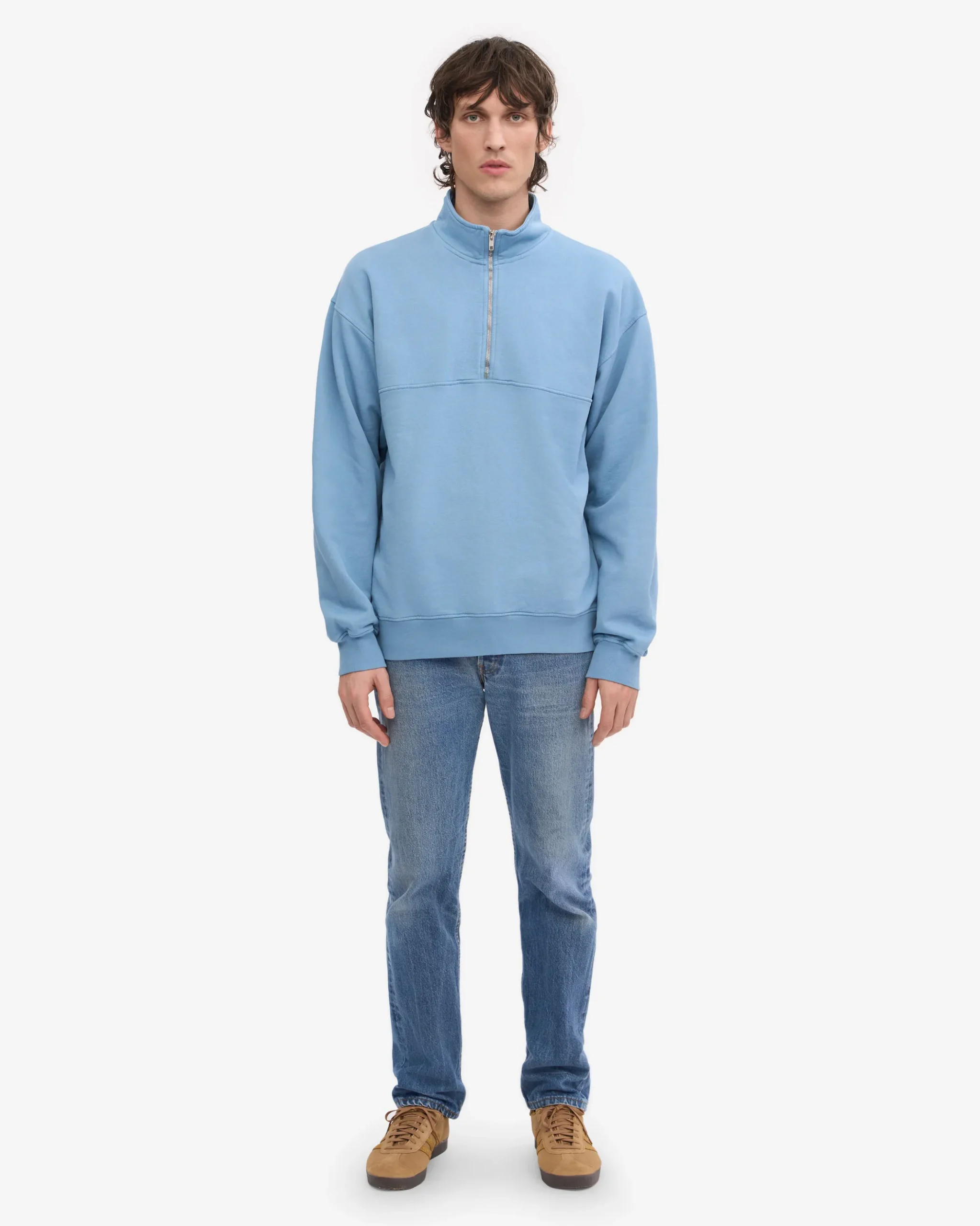 Organic Quarter Zip - Seaside Blue